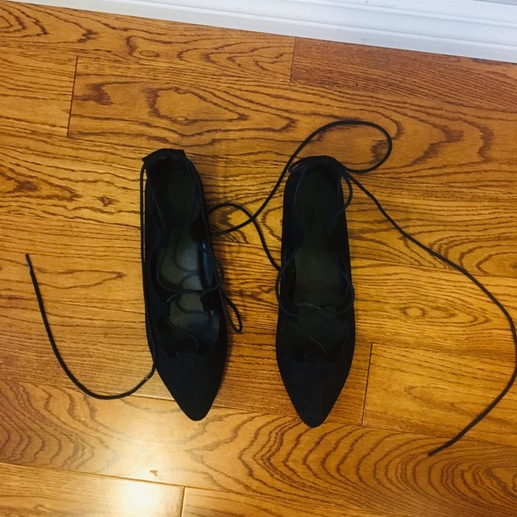 Black Tie-Up Flats - Picture 3 of 3